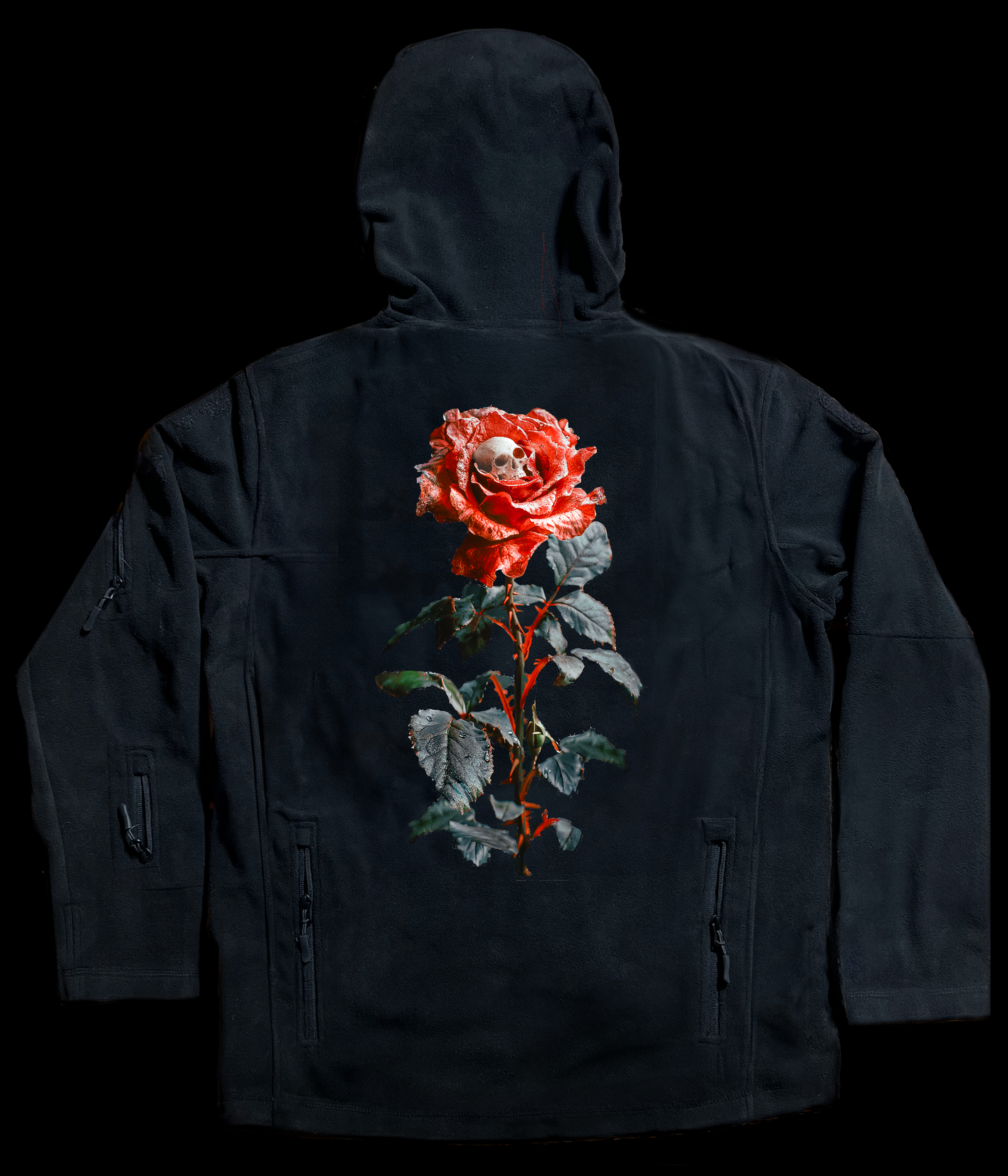 "Skull Rose #2a"  Ballistic Fleece Hoody