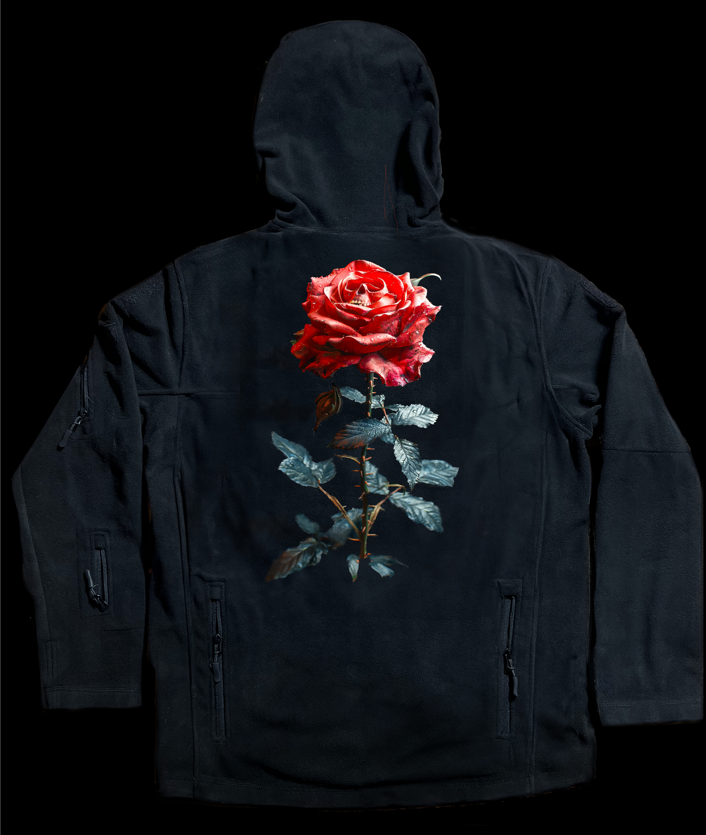 "Skull Rose #1b"  Ballistic Fleece Hoody